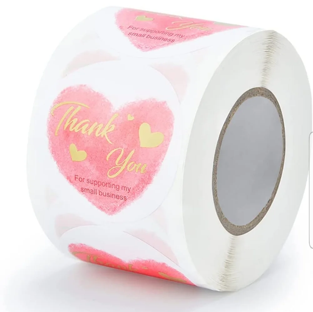 100 ct  2 Inch Circle Pastel Pink with Golden Hearts